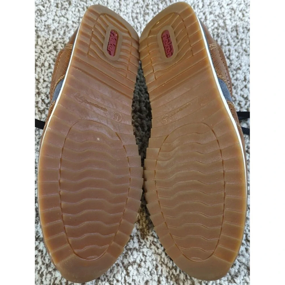 Rieker‎ Men's Brown Leather Almond Toe Lace-Up Loafer Size EU45 USA 11.5